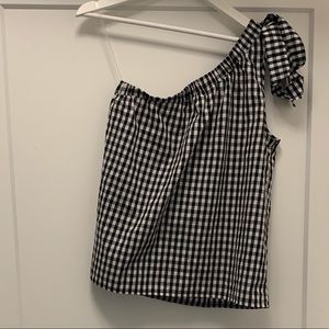 Size Medium Checkered One Shoulder Blouse